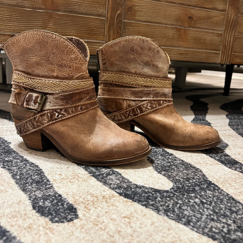 Corral Brown Ankle Boots with Strap Detail